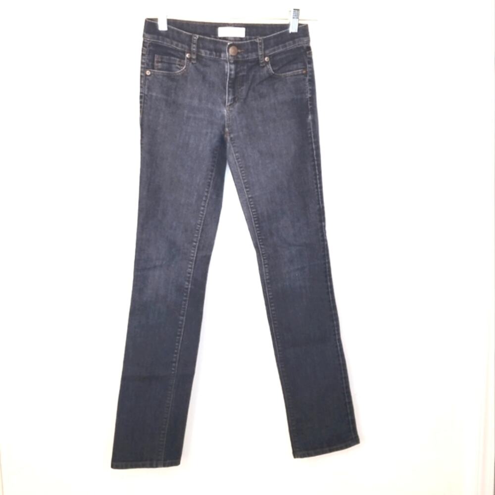 Loft Modern Straight Leg Dark Wash Denim Jeans Size 24 long